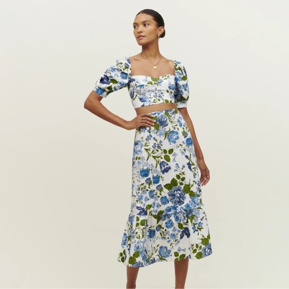 NWOT REFORMATION Sunnie Lucca Floral Skirt set Two Piece sz 2 - Picture 1 of 12